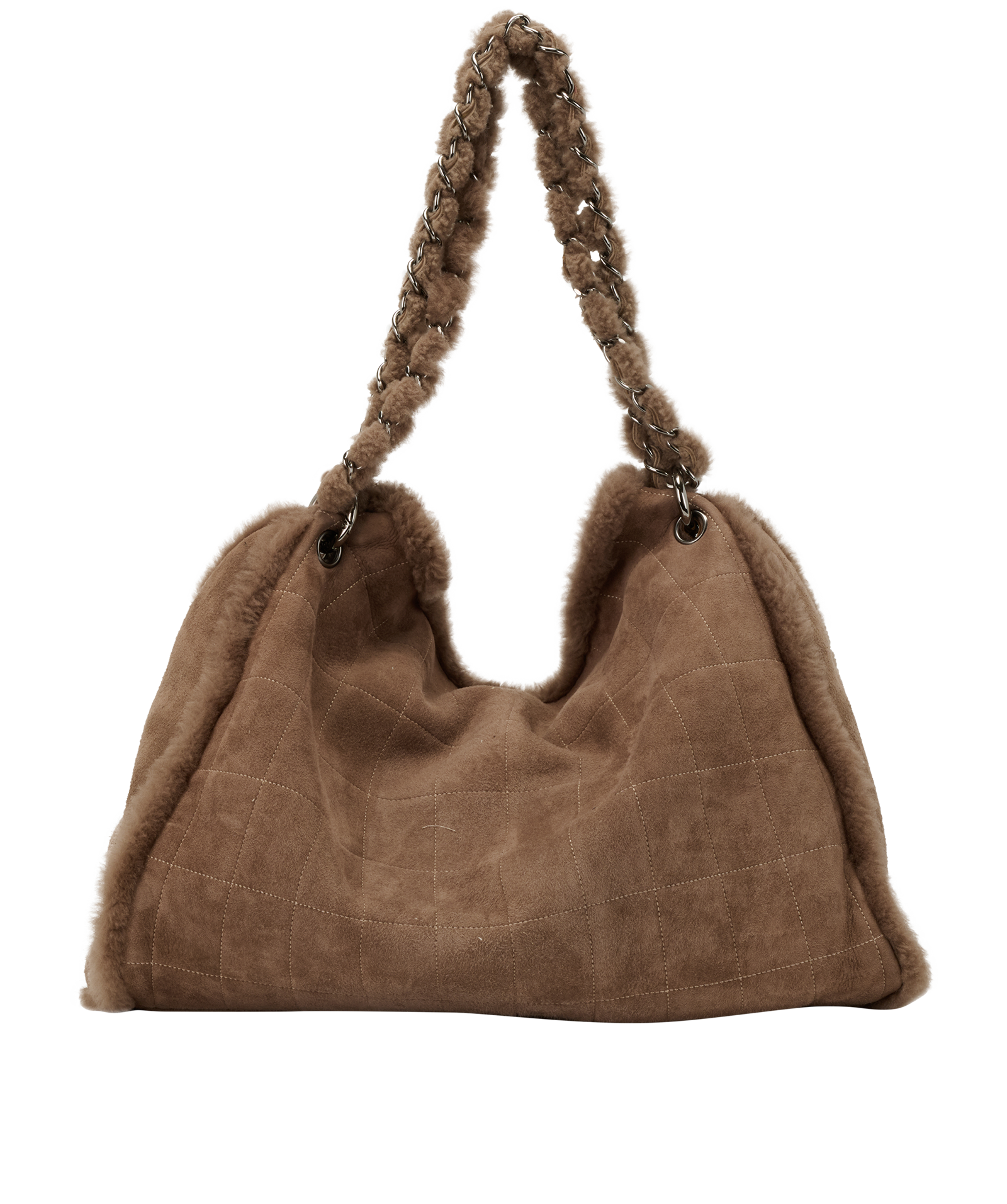 Embroidered CC Tote, &pound;1,800, Handbags, Brown, Shearling, Back view
